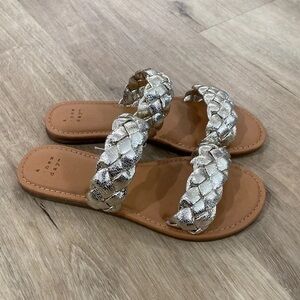 A New Day Women's Silver Braided Sandals